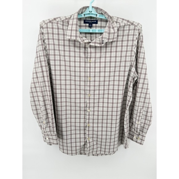 Mizzen+Main Other - Mizzen+Main Leeward Classic Fit Large White Brown Plaid Performance 1WS-0853